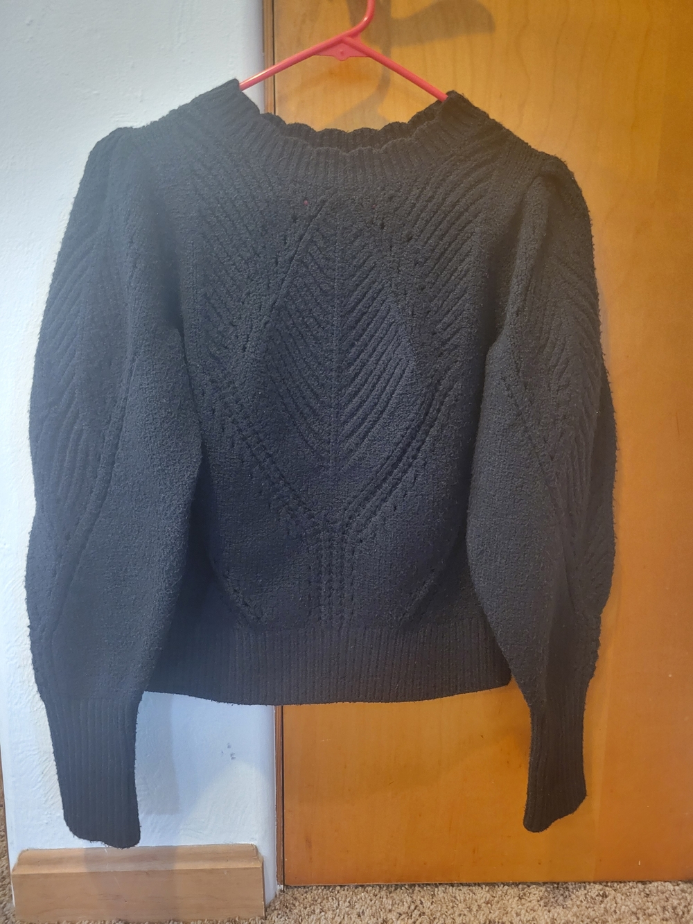 Anthropologie Black Textured Crewneck Sweater Size Small